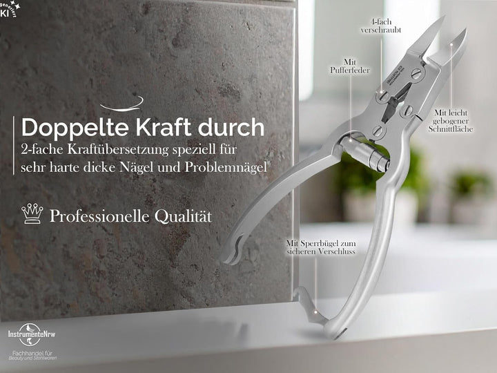 Fuss Nagelzange mit doppelter Übersetzung aus Edelstahl für kräftige starke verdickte Fussnägel