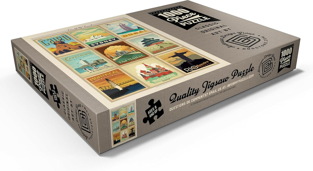 World Travel, Collage, Vintage Poster - Premium 1000 Teile Puzzle - MyPuzzle Sonderkollektion von An