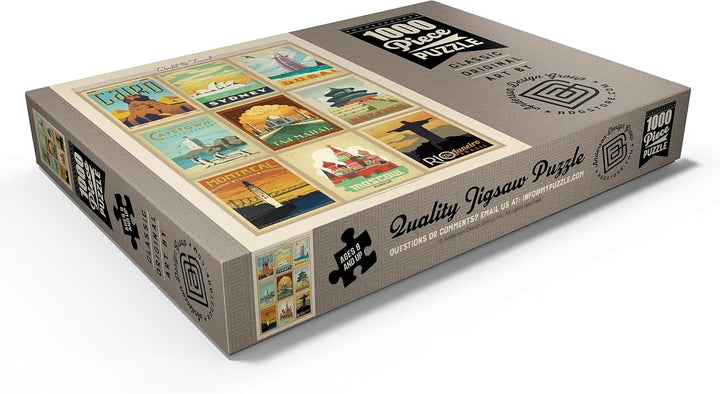 World Travel, Collage, Vintage Poster - Premium 1000 Teile Puzzle - MyPuzzle Sonderkollektion von An