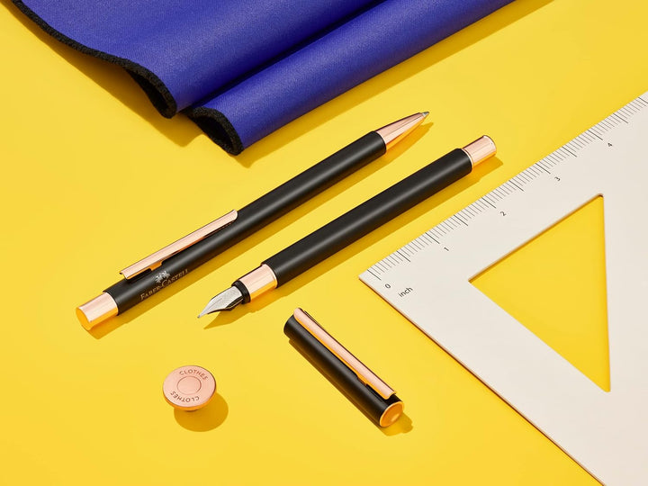 Faber-Castell 343103 - Füller Neo Slim Metall, Federbreite B, schwarz mit rosegold Federbreite B sch