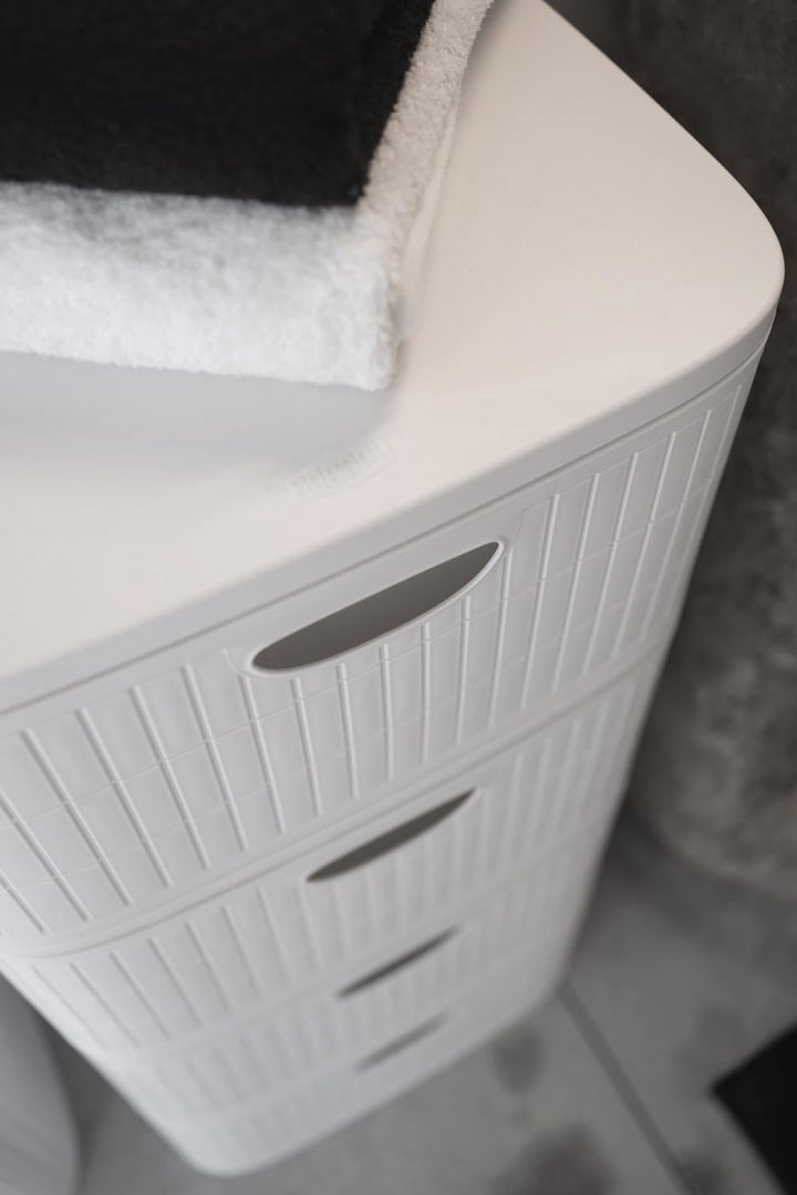 Kreher® XL Rollbarer Schubladenschrank Rollcontainer Nischenschrank aus Kunststoff in Rillen-Optik m