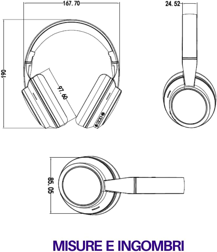 Trevi DJ 12E35 BT Kabellose Over-Ear-Kopfhörer, HiFi-Stereo-Kopfhörer mit Mikrofon, 8 Stunden Spielz