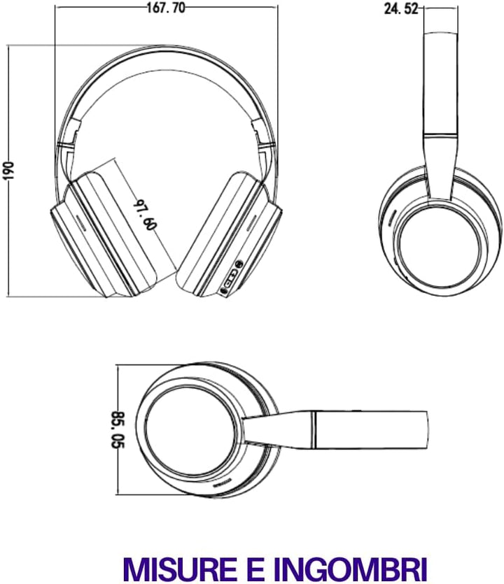 Trevi DJ 12E35 BT Kabellose Over-Ear-Kopfhörer, HiFi-Stereo-Kopfhörer mit Mikrofon, 8 Stunden Spielz