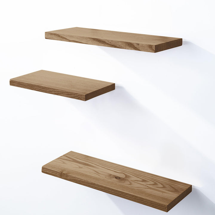 LAMO Manufaktur 3 Stück Wandregal aus Holz mit unsichtbarer Befestigung 40/35/30cm | Wandregal Holz
