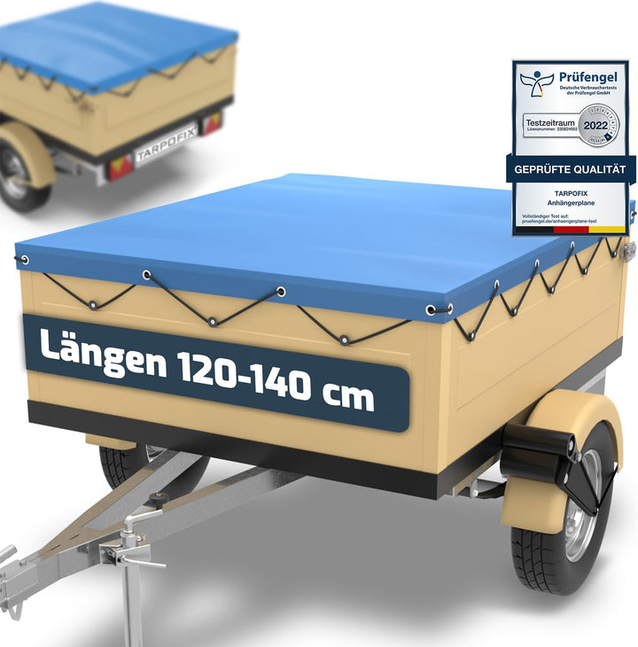 Tarpofix® Anhängerplane Flachplane 130 x 110 x 7,5 cm - inkl. Planengummi - randverstärktes Anhänger