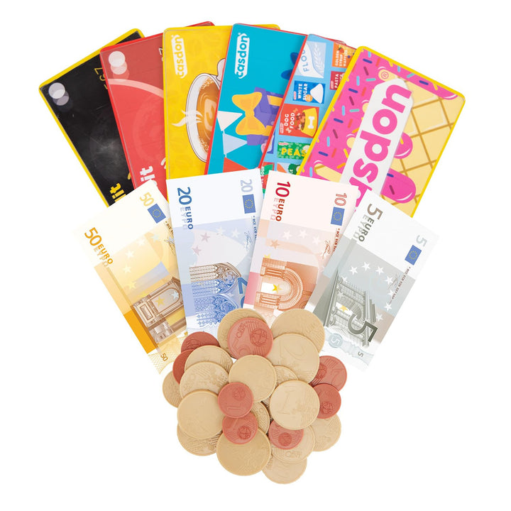 Casdon Spielgeld- & Spielzeugkarten-Set (€), Komplettes Geld-Spielzeugset, Enthält 80 Spielscheine u