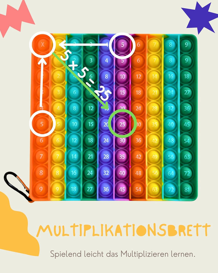 Valino PopIt 2 in 1 Multiplikationsbrett und Hundertertafel | 1x1 Lernen Spiel für Montessori | XXL