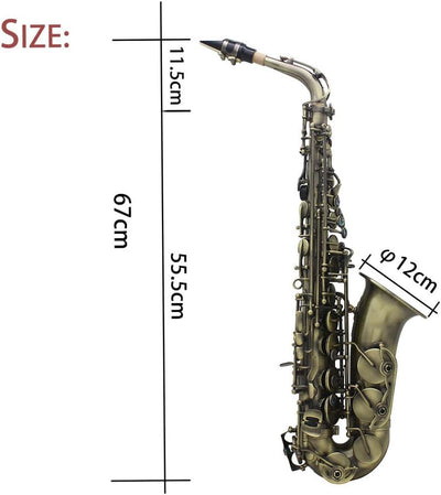 Btuty Hochwertiges antikes Finish, gebogen, Eb, Eb, flach, Altsaxophon, Abalone-Muschel, Schlüsselsc