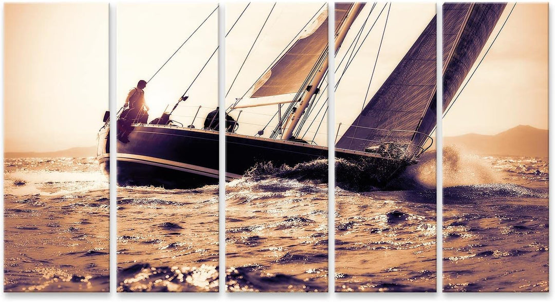 islandburner Bild auf Leinwand Segelboot Segeln Bei Sonnenuntergang Bilder Wandbilder Poster Leinwan