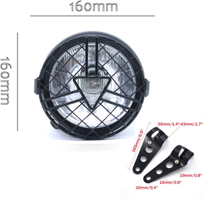 evomosa Universal Motorrad Frontscheinwerfer, 6'' Halogen Scheinwerfer mit Lampenschirmabdeckung Ret