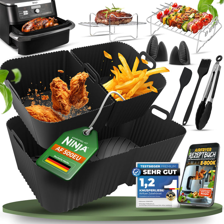 Airfryer Heissluftfritteuse Zubehör XXL SET für Airfryer Ninja Foodi Flexdrawer AF500EU 10,4 L mit 1