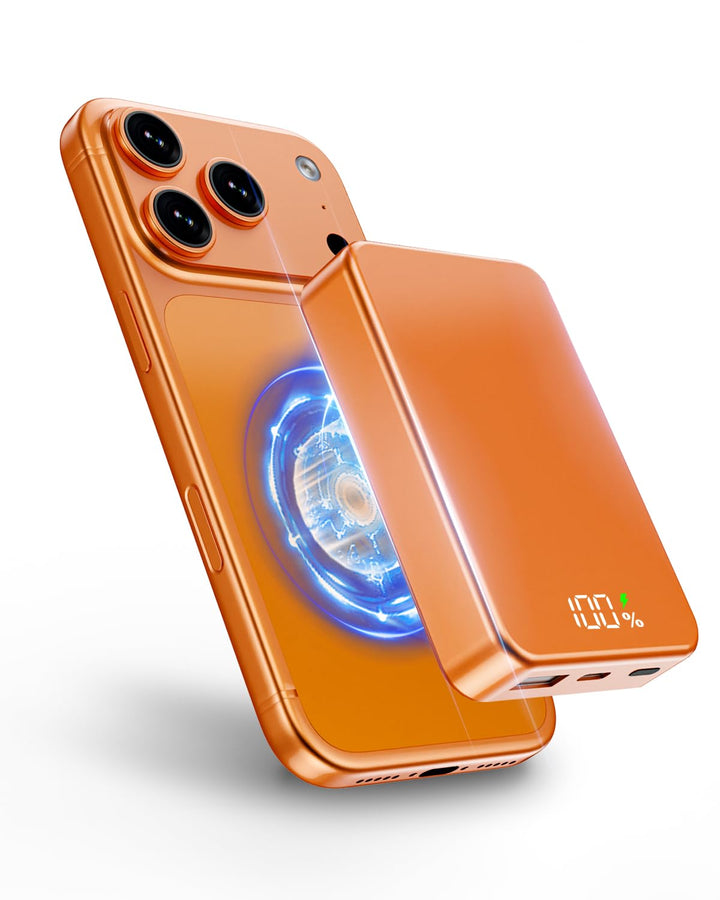 26800mAh Magnetische Powerbank, Mag-Safe-kompatibel, Orange, Orange