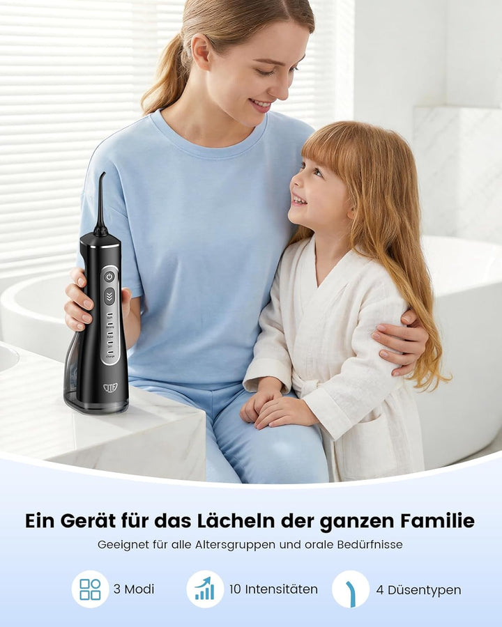 JTF Munddusche Kabellos Elektrische 300ML Wassertank, 10 Stufen Stufenlose Modi Testsieger 2026, IPX
