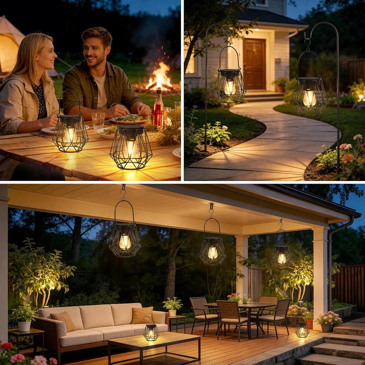 Kimjo Solarlaterne für Aussen, Solarlampen für Aussen Garten Hängend/Stehend, IP65 Wasserdicht Solar