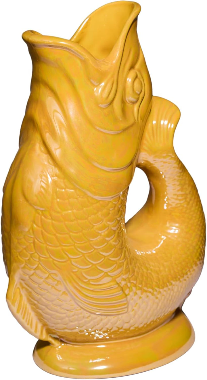 Karaffe XL Gelb schimmernd – 1,2l – Original Gluggle Jug aus England – Wasserkrug mit Glucker-Geräus