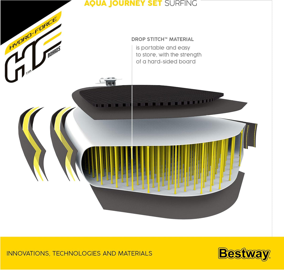 Bestway Hydro-Force SUP Allround Board-Set, Aqua Journey, Mehrfarbig, 274 x 76 x 12 cm, mit Paddel,