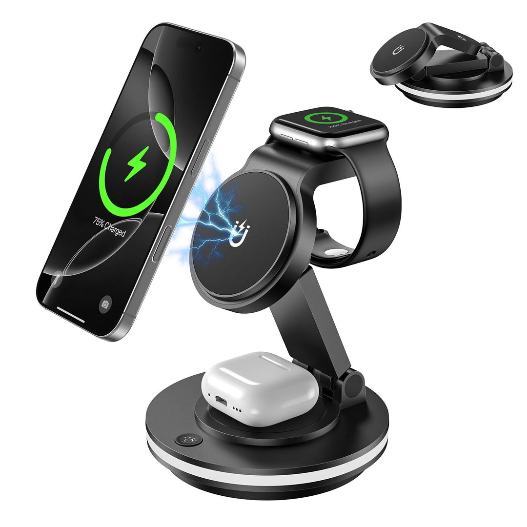 Mag-Safe Ladegerät,3 in 1 Faltbar Ladestation für Apple Watch und iPhone & Airpods,Wireless Charger