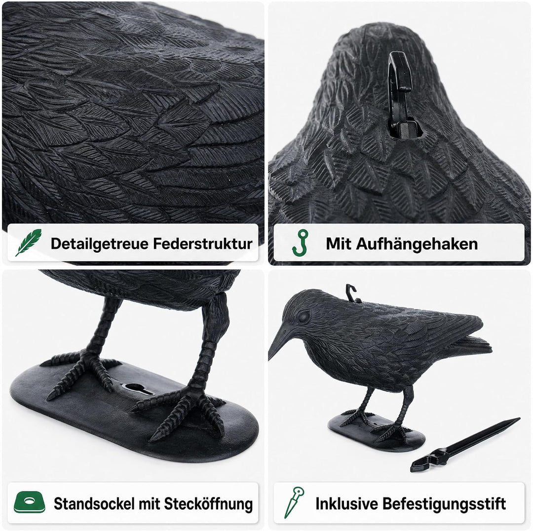 Brandsseller 5er-Set Taubenschreck Rabe Krähe abwehr von Kleinvögeln und Tauben Vogelschreck Tierfre