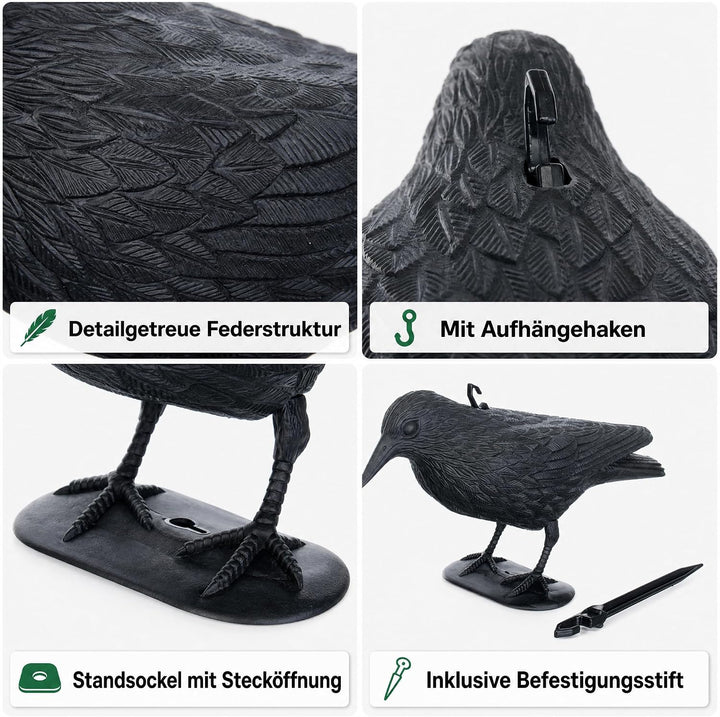 Brandsseller Schwarzer Rabe aus Kunststoff 36 x 20 cm Taubenabwehr Vogelschreck gegen kleine Vögel u