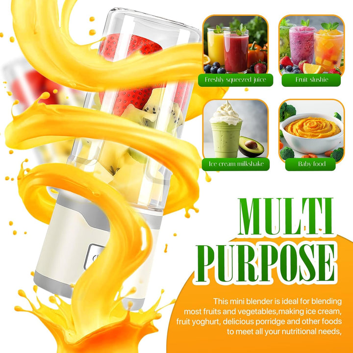 Mixer to Go, Tragbarer Schneller Mixer Smoothie Maker, 18-Blatt Edelstahlklingen, 450ml USB-C Wieder