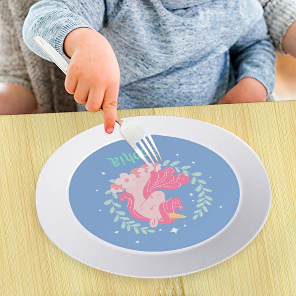 Wanapix | Kindertellen unzerbrechlichen mit Name | Plastikteller für Kinder - Schule - Kindergarten