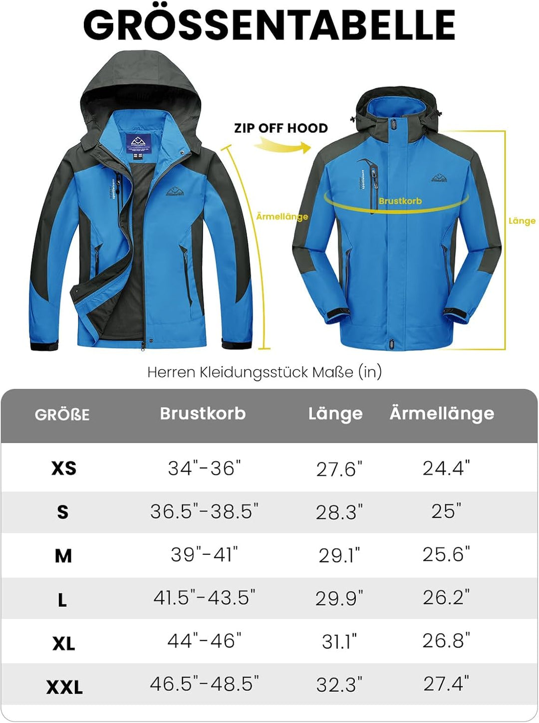 donhobo Herren Outdoor Wanderjacke Wasserabweisend Atmungsaktiv Winddichte Funktionsjacke Leicht Übe