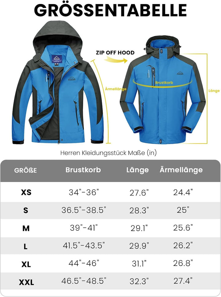 donhobo Herren Outdoor Wanderjacke Wasserabweisend Atmungsaktiv Winddichte Funktionsjacke Leicht Übe