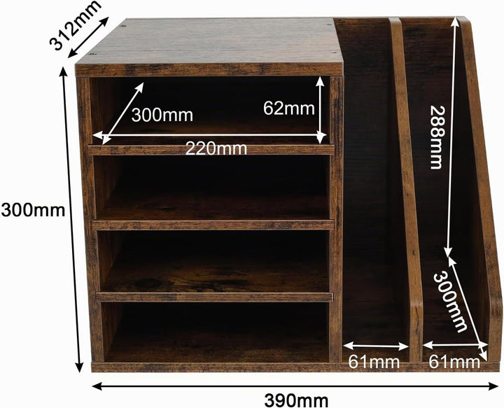 EasyPAG 6 Fächer Holz A4 Büro Schreibtisch Organizer Dokumentenhalter Aktenablage Zeitschriftenhalte