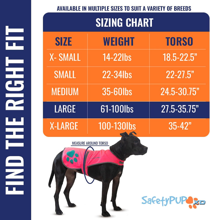 SafetyPUP XD Hund Warnweste, Grössen passen Hunde 14 lbs bis 130 lbs Rosa Gross Gross Rosa, Rosa Gro