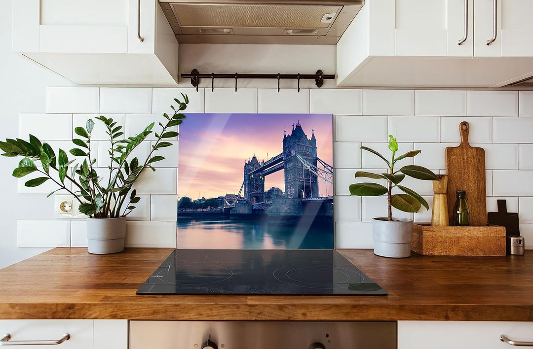 London Herdabdeckplatte & Spritzschutz aus Echtglas | Für Herd-Kochfelder | 60x52 cm