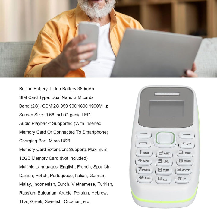 2G Handy für Senioren, Entsperrtes Telefon, Entsperrtes Dual SIM Funktionstelefon, 2G GSM Minitelefo
