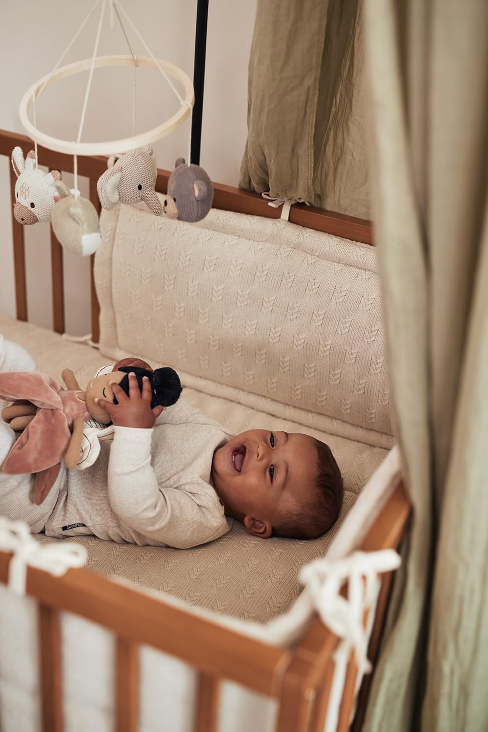 Jollein Krabbeldecke für Baby - Grain Knit, Oatmeal - Laufgittereinlage - 75x95 cm - Spieldecke Baby