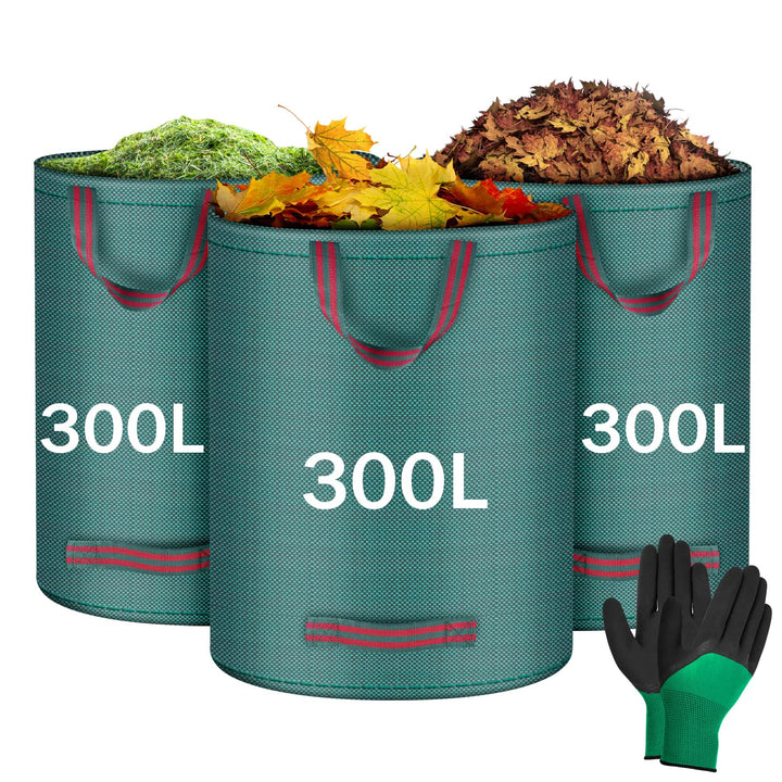 Flintronic Gartenabfallsack, Gartensäcke für Gartenabfälle 3X 300l, Grünschnittsäcke faltbar, Garten