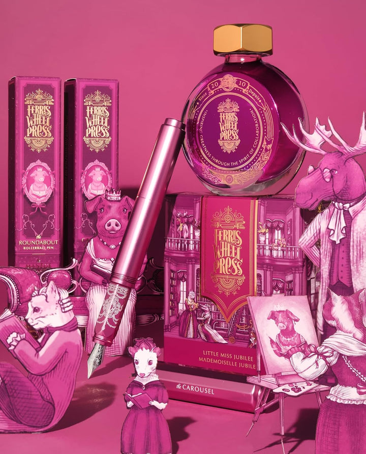 Ferris Wheel Press Fountain Pen Ink, Everyday Ink Collection, Sparkling Golden Magenta, 38ml Bright