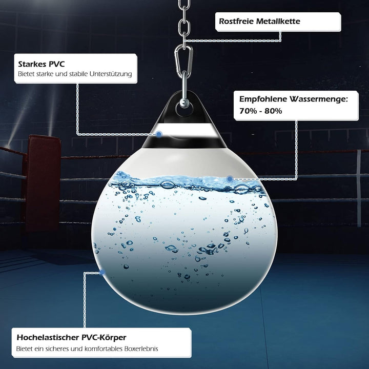 COSTWAY Ø45cm/55cm Wasserboxsack, 50 kg/80kg Boxing Punching Bag mit Verstellbarer Metallkette, Sich