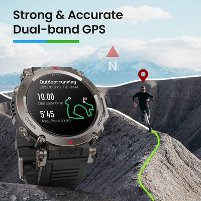 Amazfit T-Rex Ultra Outdoor Smartwatch, Dual-Band GPS, Routen-Import & 6 Navigation, Freitauch-Unter