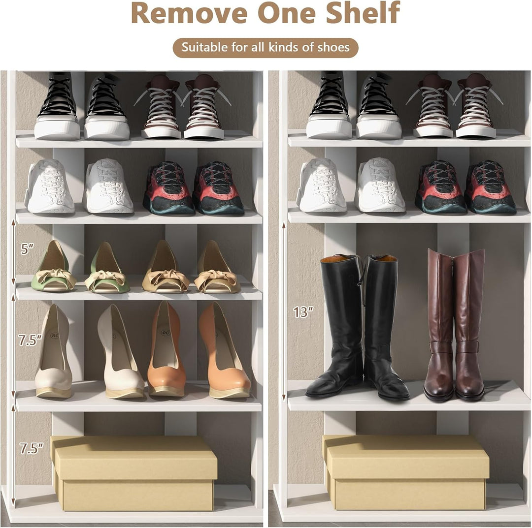 GIANTEX Schuhregal schmal und hoch, Schuhschrank Regal Holz 8 Ebenen, Schuhständer Schuhablage verti