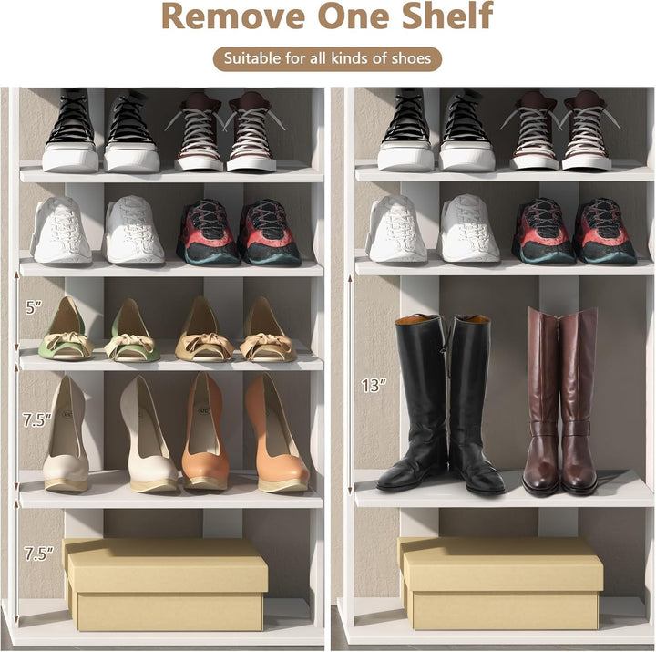 GIANTEX Schuhregal schmal und hoch, Schuhschrank Regal Holz 8 Ebenen, Schuhständer Schuhablage verti