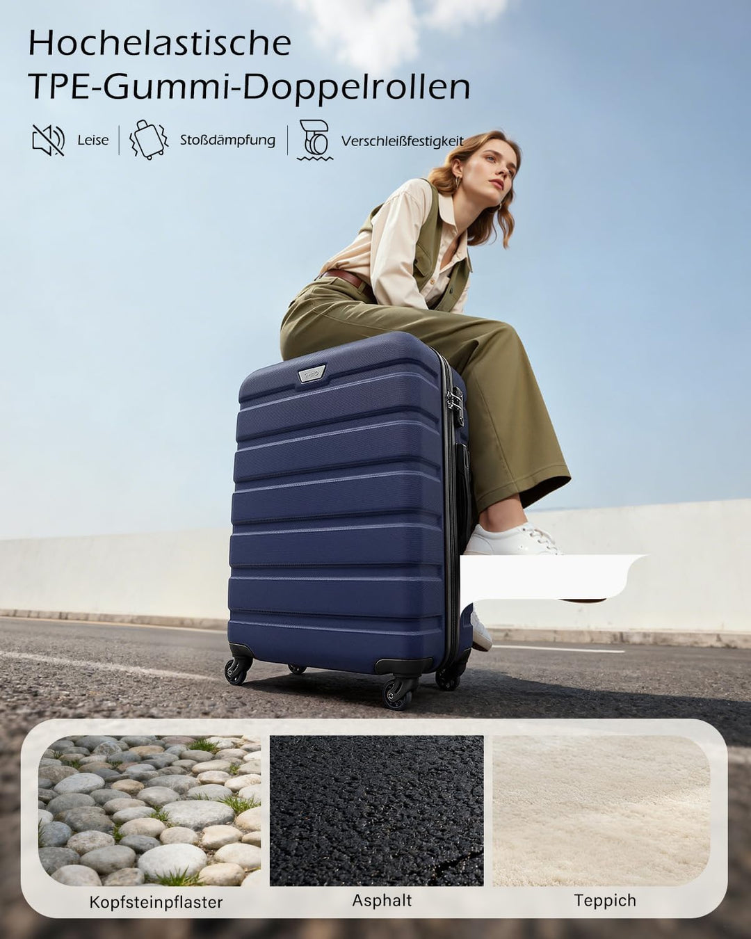 COOLIFE Koffer Gross 77cm XL, PC+ABS, Rollkoffer mit 360° Spinner Räder | TSA Zahlenschloss, Leicht