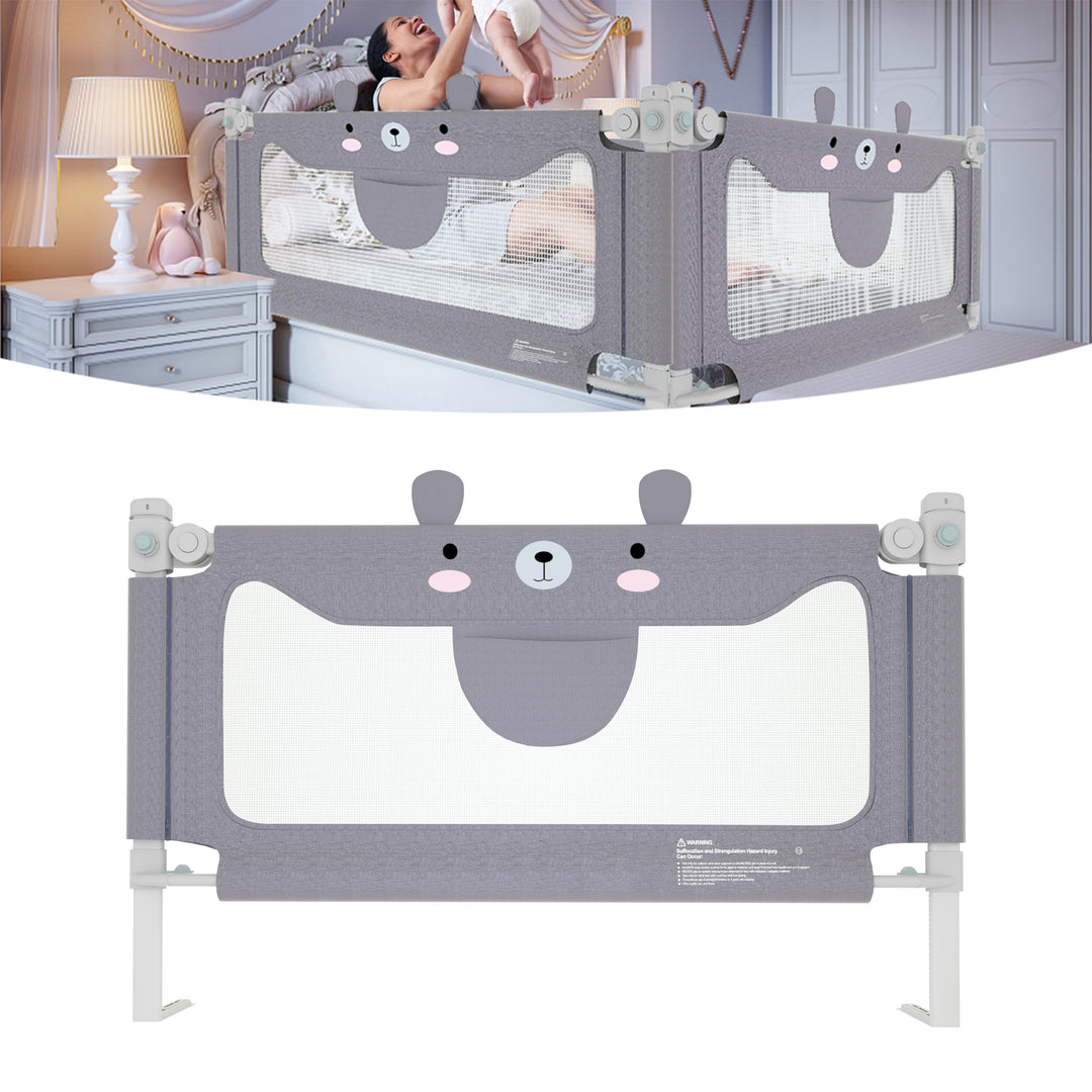 FIVMEN Bettgitter 180 cm Baby Bett Rausfallschutz höhenverstellbar Kinder Bettschutzgitter mit Aufbe