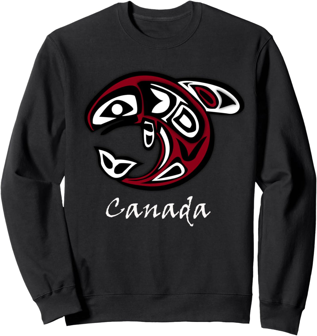 Canada Canadian Aboriginal Salmon Art Souvenir Gift Present Sweatshirt