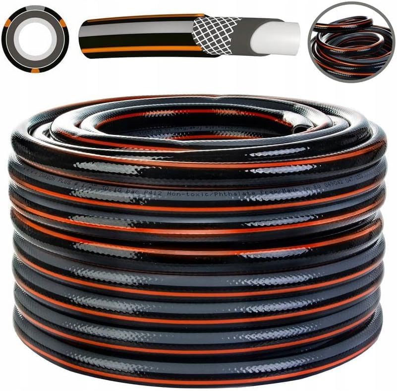 Gartenschlauch Schlauch Wasserschlauch Carbon 4 lagig Bewässerungsschlauch UV-beständig (1", Länge 2