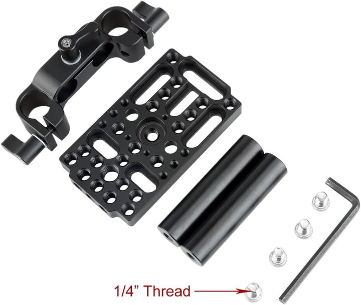 NICEYRIG Käseplatte mit 15mm Rod Raiser Clamp, Kurze Stangen für DSLR Kamera Baseplate Lifting Syste