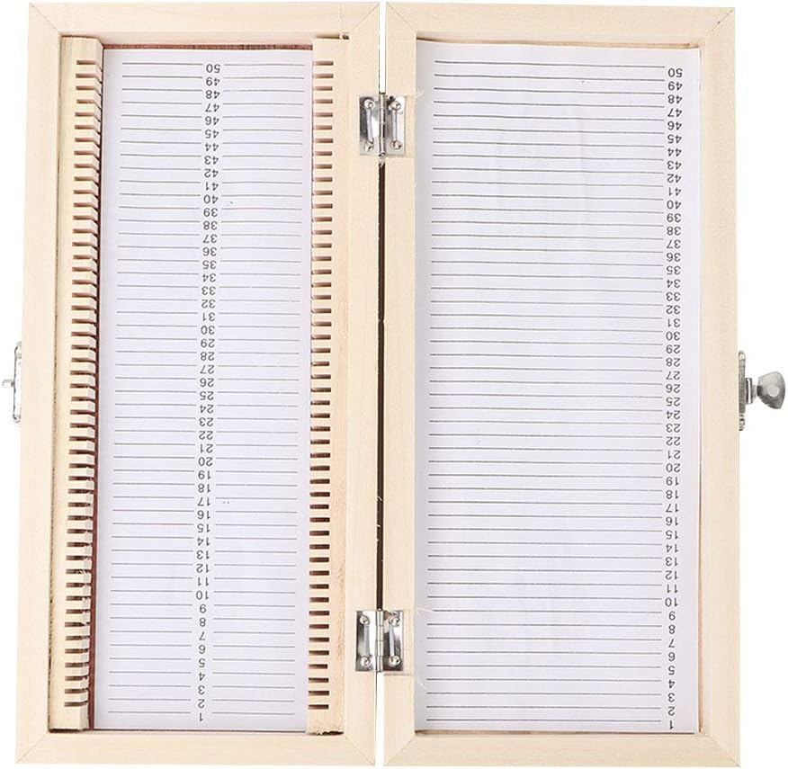 Mikroskop Objektträger Aufbewahrungsbox, 50 Scheiben Wooden Biology Slide Aufbewahrungsbox mit Numme