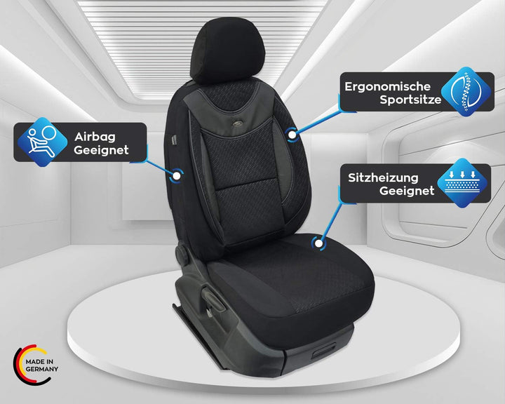BREMER SITZBEZÜGE Mass Auto Schonbezüge kompatibel mit VW Golf Plus Fahrer &amp; Beifahrer Set ab 2004-2