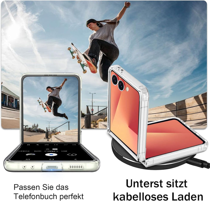 Galaxy Z Flip 7 Handyhülle für Samsung Galaxy Z Flip 7 Hülle 5G, Ultra Dünn Transparent Silikon Blum