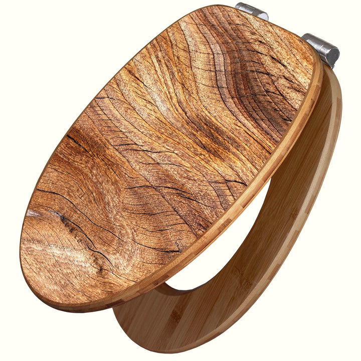 banjado Design WC Sitz Bambus Absenkautomatik 45,8x37,5cm - Toilettendeckel mit Absenkautomatik Holz