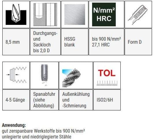 BAER HSSG Bit-Gewindebohrer M 10 x 1,5 - Gewindeschneider metrisch Gewinde schneiden Akkuschrauber