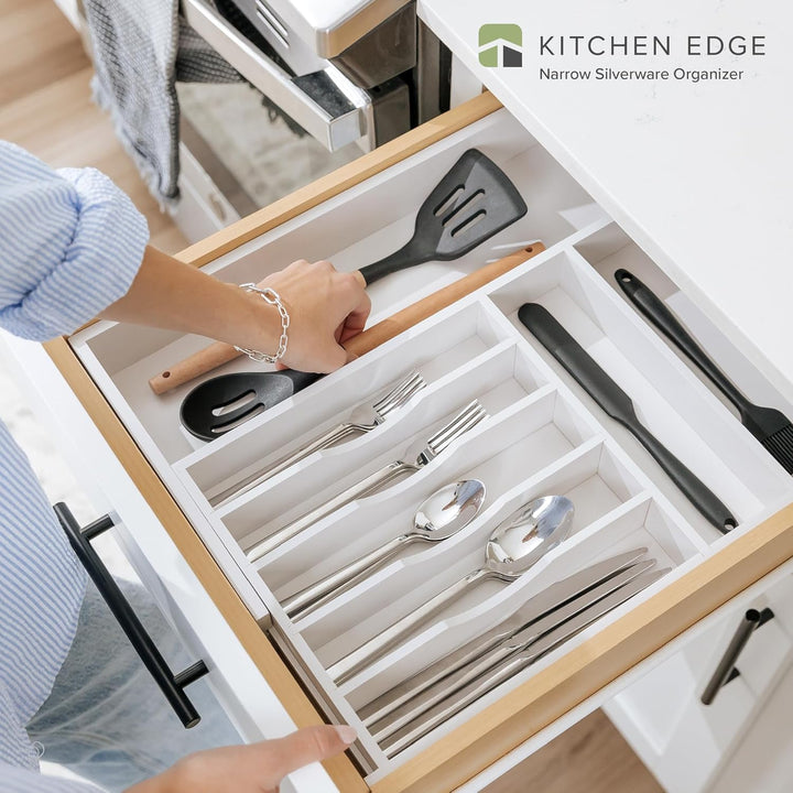 KitchenEdge Hochwertiger Besteck- und Utensilien-Organizer für schmale Küchenschubladen, erweiterbar