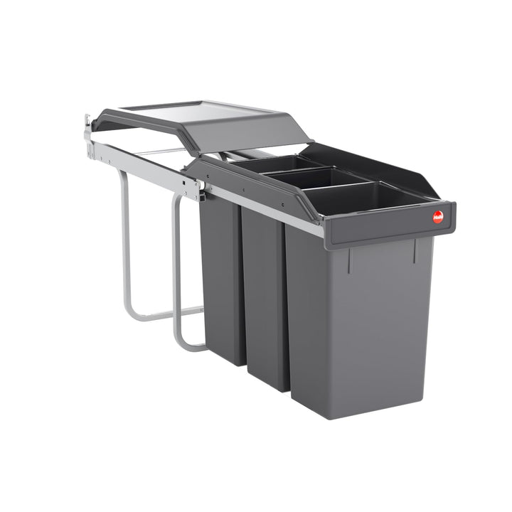 Hailo Abfallsammler Tandem | Einbau-Mülleimer | für Schränke ab 300 mm Breite | Bequemer Handauszug
